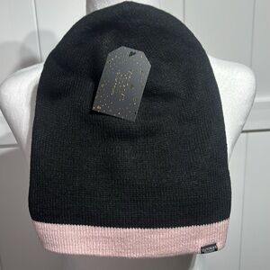 NWT Victoria Secret black with pink beanie